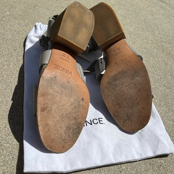 Vince block heel grey sandals block heels size 9.5 eur 39.5 with dust bag - Picture 7 of 7